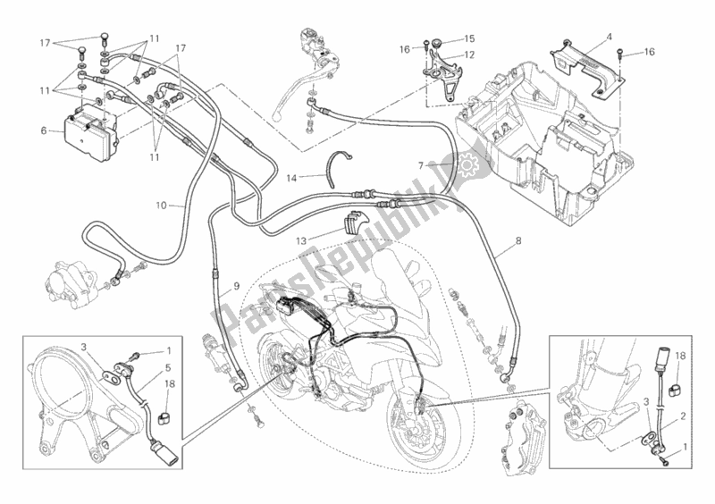 Toutes les pièces pour le Système De Freinage Abs du Ducati Multistrada 1200 ABS USA 2010